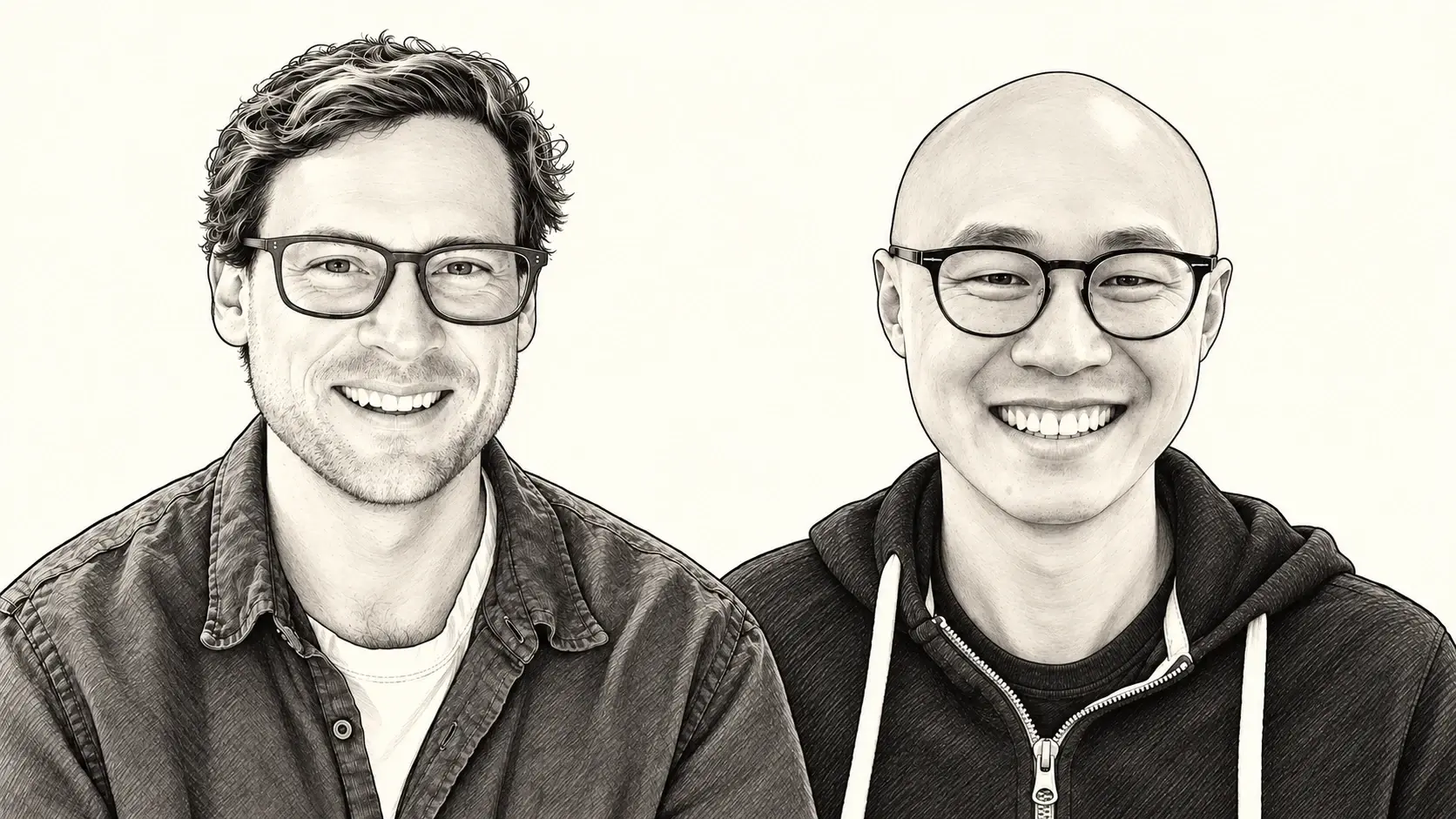 Matthew Hall and Alvin Wong, drawn side by side